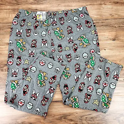 New SUPER MARIO BROS 3 Men's Luigi Star Game Bowser Pajama Sleep Lounge Pants • $20.85