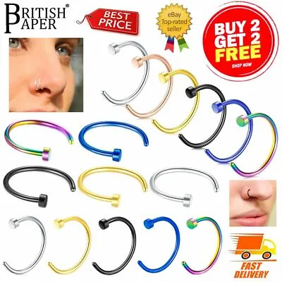£1.39 • Buy Nose Ring Fake Nose Rings Lip Rings Small Thin Hoop Body Piercing Surgical Steel