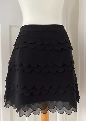 £6.50 • Buy Ted Baker Black Pure Silk Scallop Layered Mini Skirt Ted Size 4 L/uk14