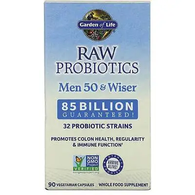 $41.99 • Buy Garden Of Life Raw Probiotics Men 50 & Wiser 85 Billion Cfu 90 Veg Caps