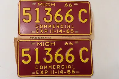 1966 MICHIGAN COMERCIAL License Plates Matching Pair Nos  • $9.99