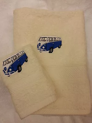 Personalised Vw Camper Van Towel Set Christmas Gift Hand Towel/ Face Cloth • £14