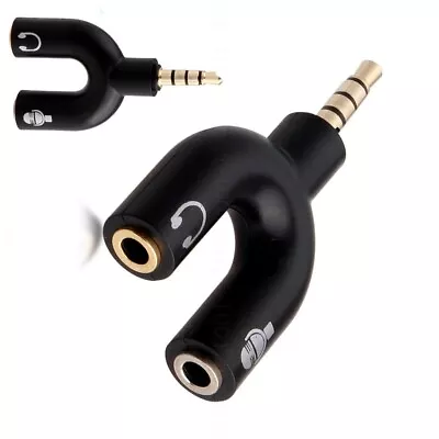 New 3.5mm Jack Plug Stereo Audio To Mic & Headset Splitter Adapter For IPhone • £3.95