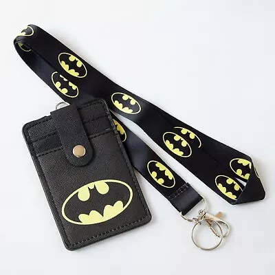 Batman Faux Leather Card Slot ID Badge Holder With 18 Inch Lanyard • $12.99