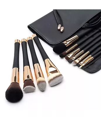 Fancii ARIA Professional Makeup Brush Set 11 Piece Set With Clutch In Rose Gold • $89