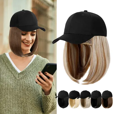 Girl Baseball Wig Hat Straight Hair Wigs Cap With Hair Connect Baseball Caps • $14.90