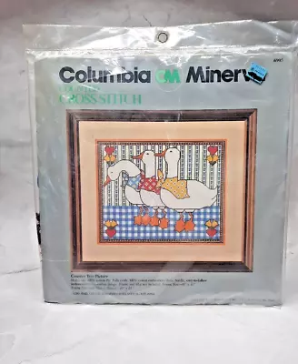 Vintage Columbia Minerva Counted Cross Stitch Kit Country Trio Picture Geese • $16.99