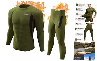  Thermal Underwear Long Johns Set Mens Winter XX-Large Crew Neck-army Green • $34.12