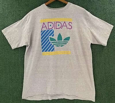 Vintage 80’s Adidas Trefoil Single Stitch T-shirt Mens Size Medium USA Made • $50