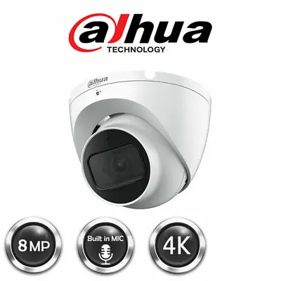 £45.98 • Buy 8MP Dome CCTV Camera IR 2.8mm Dahua CVI/CVBS/AHD/TVI 4K Resolution IP67