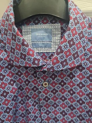 Tresanti Men's Cotton Italian Shirt 16'' Slim Fit BRAND NEW UNWORN • £34