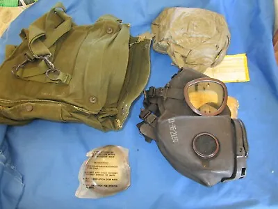 US Army M17A1 Gas Mask Medium W/  Canvas Bag- Extra Lenses-inspected 1993 • $89.99