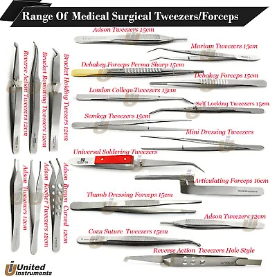 Dental Tweezers Cotton & Dressing Clamp Forceps Tissue Surgical Medical Pliers • $5.98