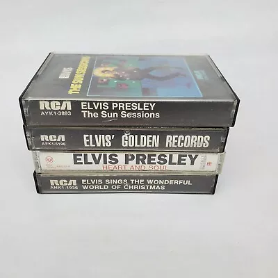 Elvis Presley Cassette Tapes Lot Of 4 Sun Sessions Golden Records Heart & Soul  • $18.99