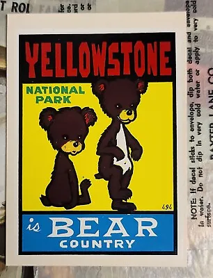 Original Vintage Travel Decal Yellowstone Bear Country Auto Trailer Camping Old • $10.48