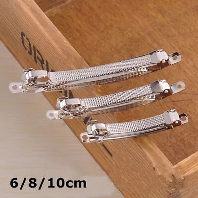 10Pcs Silver French Barrette Hair Clip For Handmade DIY Bow Craft 6/8/10cm • £6.59