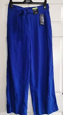 Ex M&S Pure Linen WIDE LEG High Waist BELTED Trousers With Pockets • £17.99