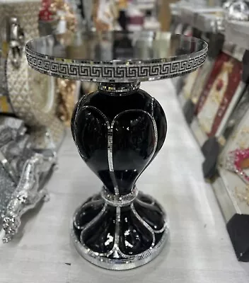 £68.99 • Buy BLACK VENETIAN Mirrored Table Modern Flower Stand Bed Side Lamp Romany Mosaic