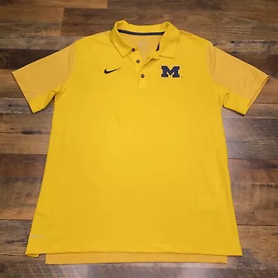 Nike Polo Shirt Large Yellow University Of Michigan Wolverines NCAA • $19.99
