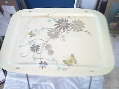 Vintage Butterfly Theme Tv Tray Table Fiberglass Top • $44.99