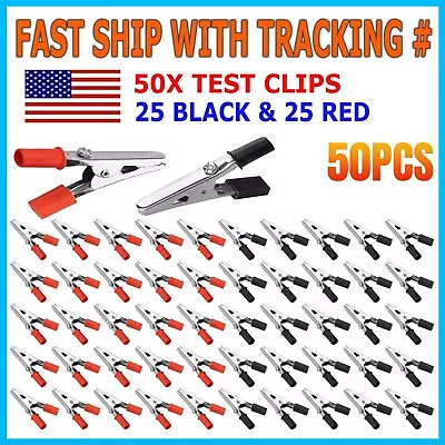 50Pcs Electrical Test Clamps Metal Alligator Clips With Red & Black Handle Bulk • $8.95