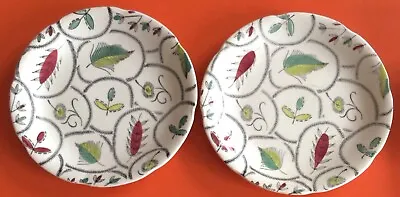 2 Vintage Retro 40-50s Rare Broadhurst Kathie Winkle Revel Side Plate Leaf Print • £17