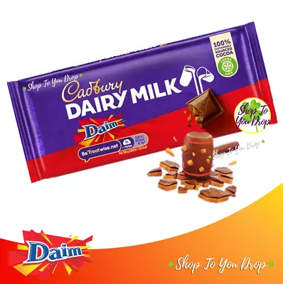 4 CADBURY DAIRY MILK DAIM Chocolate Bars Large 120g Birthday Present Gift Bar🍫 • £11.95