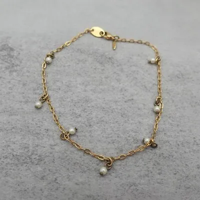 Vintage Avon Anklet Ankle Bracelet Gold Tone Faux Pearl Costume Fashion Jewelry • $4