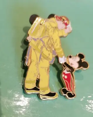 Mickey Mouse Shaking Hands With A USA Firefighter Disney Pin Badge TRADING WDW • $9.85