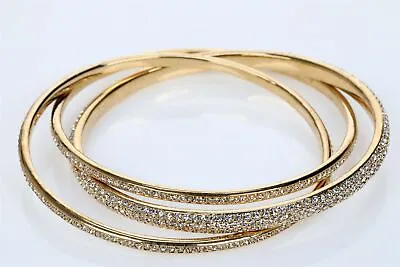 Nadri 270345 Women's Intertwined Crystal Gold Set Of 3 Bangle • $123.25