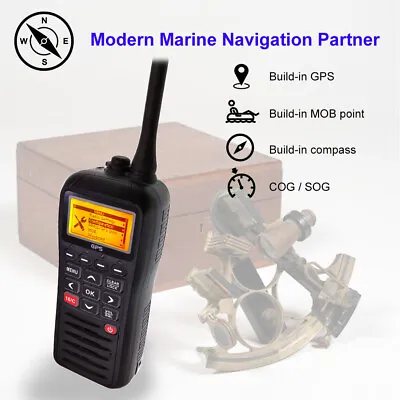 VHF Handheld Marine Radio Walkie Talkie IPX7 Waterproof Built-in GPS DSC MOB • £157.46