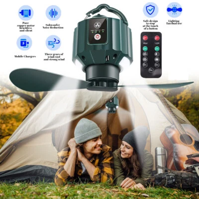$30.89 • Buy Portable Camping Fan USB Ceiling Tent Fan LED Light Outdoor Tent Fan With Hook