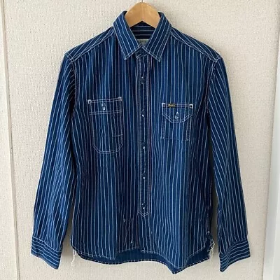 Studio D’Artisan Wabash Striped Denim Work Shirt Blue Made In Japan Size L • $125