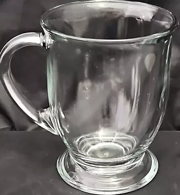 Anchor Hocking Mug Cafe Crystal Glass Drinkware 16 Oz Footed Coffee Tea Vintage • $12