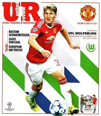 Manchester United Man Utd V VFL Wolfsburg Champions League 30/09/2015 Programme • £4.10