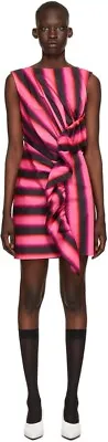 DRIES VAN NOTEN Pink & Black Gabardine Dress Fuchsia Sz. 36 • $85