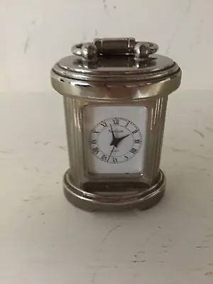 Nation Quartz Miniature Silver Metal Clock. Full Working Order. • £4