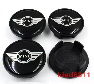 4X MINI WHEEL CENTRE CAPS HUB ALLOY BADGE EMBLEM BLACK 54mm COOPER ONE CLUBMAN S • $22.99