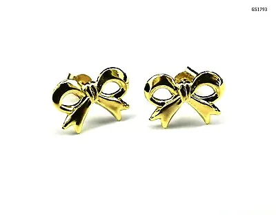 New 9ct Solid Gold Large Bow Stud Earrings Kids Girls Stud BNIB (GS1793) • £24.99