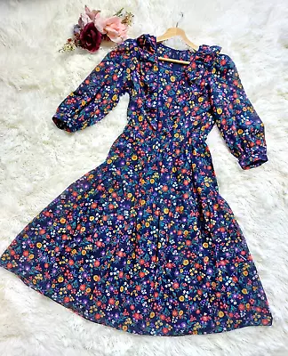 Yves Saint Laurent X Lapine YSL Vintage Flower Print Dress Japanese M • $134.10