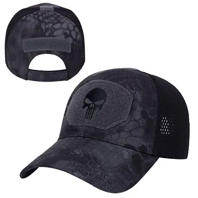 Skull Embroidery Tactical Baseball Cap Mens Adjustable Snapback Dad Hat Outdoor • £5.86