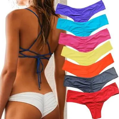 Bikini Women's Brazilian Cheeky Bottom Thong V Swimwear Swimsuit Bikini Bottoms. • $12.13