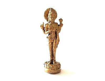 Hinduism Lord Maa Laxmi Lakshmi Statue Tridevi Vishnu Consort Blessing Gold Tiny • $17.99