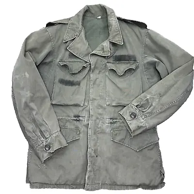 Vtg Army Field Jacket M-1943 WWII Era OD Green Distressed Military 34R Stenciled • $75