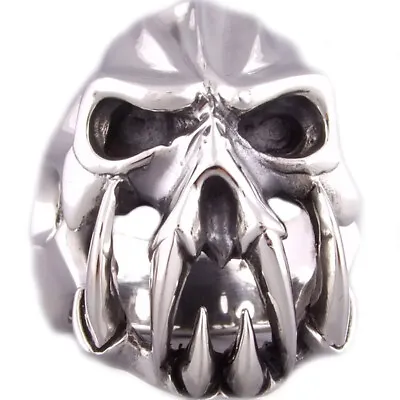 31g Big Chunky Large Tribal Monster Skull Skeleton 925 Sterling Silver Mens Ring • $99.50