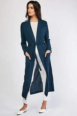 £7 • Buy Ladies Sheer Long Line Knit Cardigan UK Size 8-10 With Belt