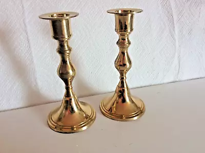 Pair Of Gold Metal Candlesticks 5.5 Inch • $18