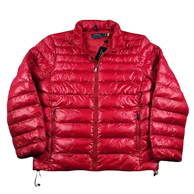 Polo Ralph Lauren PrimaLoft Puffer Jacket Mens Large Packable Glossy Red $268 • $258.49