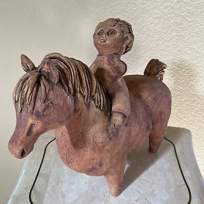 Vintage MCM Sculpture Boy On Horse By Mary Fortna California Pottery Large • $78