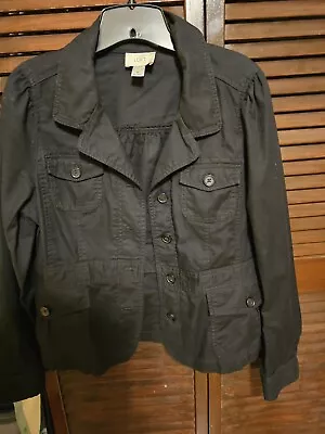 Gently Loved LOFT  Fashion Black Women's Military-Style Jacket Size Medium • $25